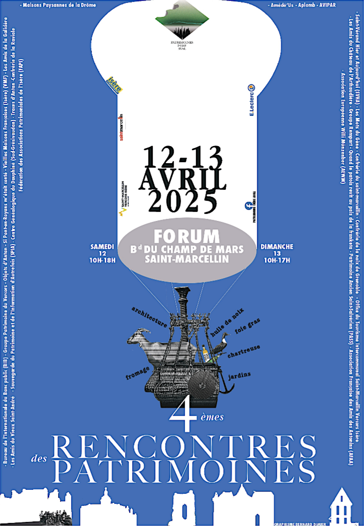 Affiche des 4e rencontres des patrimoines à Saint Marcellin (2025)
